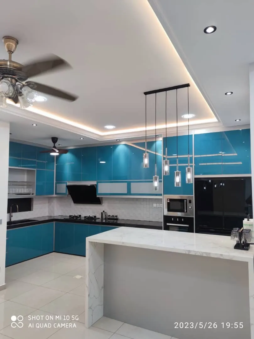 Blue kitchen cabinet