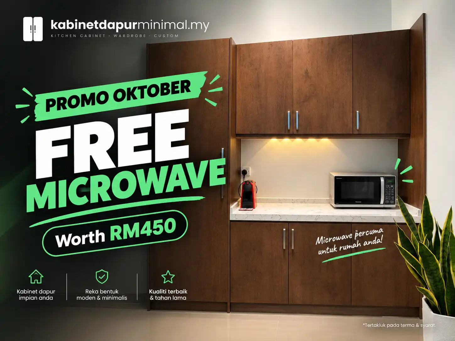 October promo — free microwave with your kitchen cabinet installation